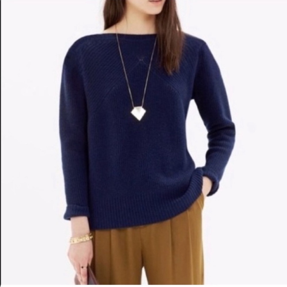 Madewell 100% Wool Navy Blue Sweater Size S